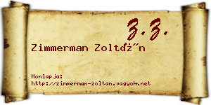 Zimmerman Zoltán névjegykártya